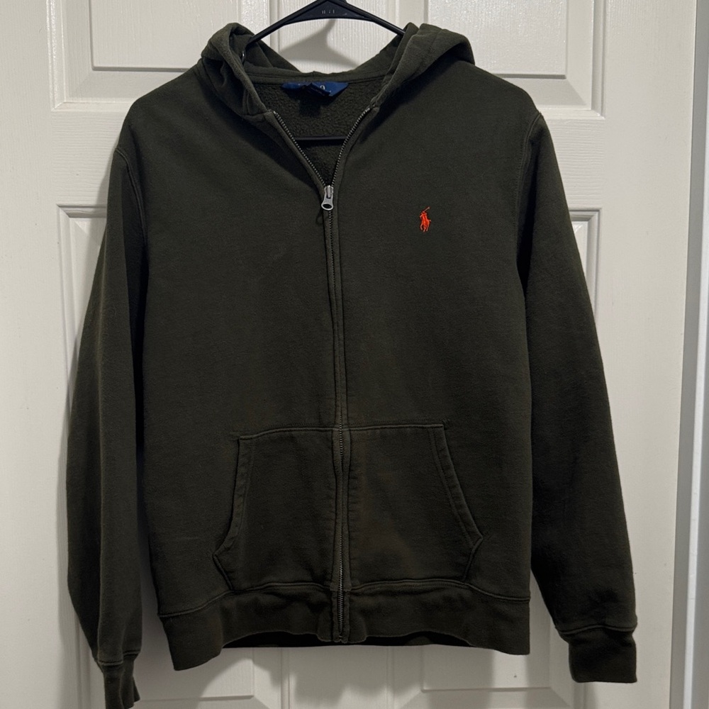 Ralph Lauren Boy’s Dark Green Hoodie with Orange Logo